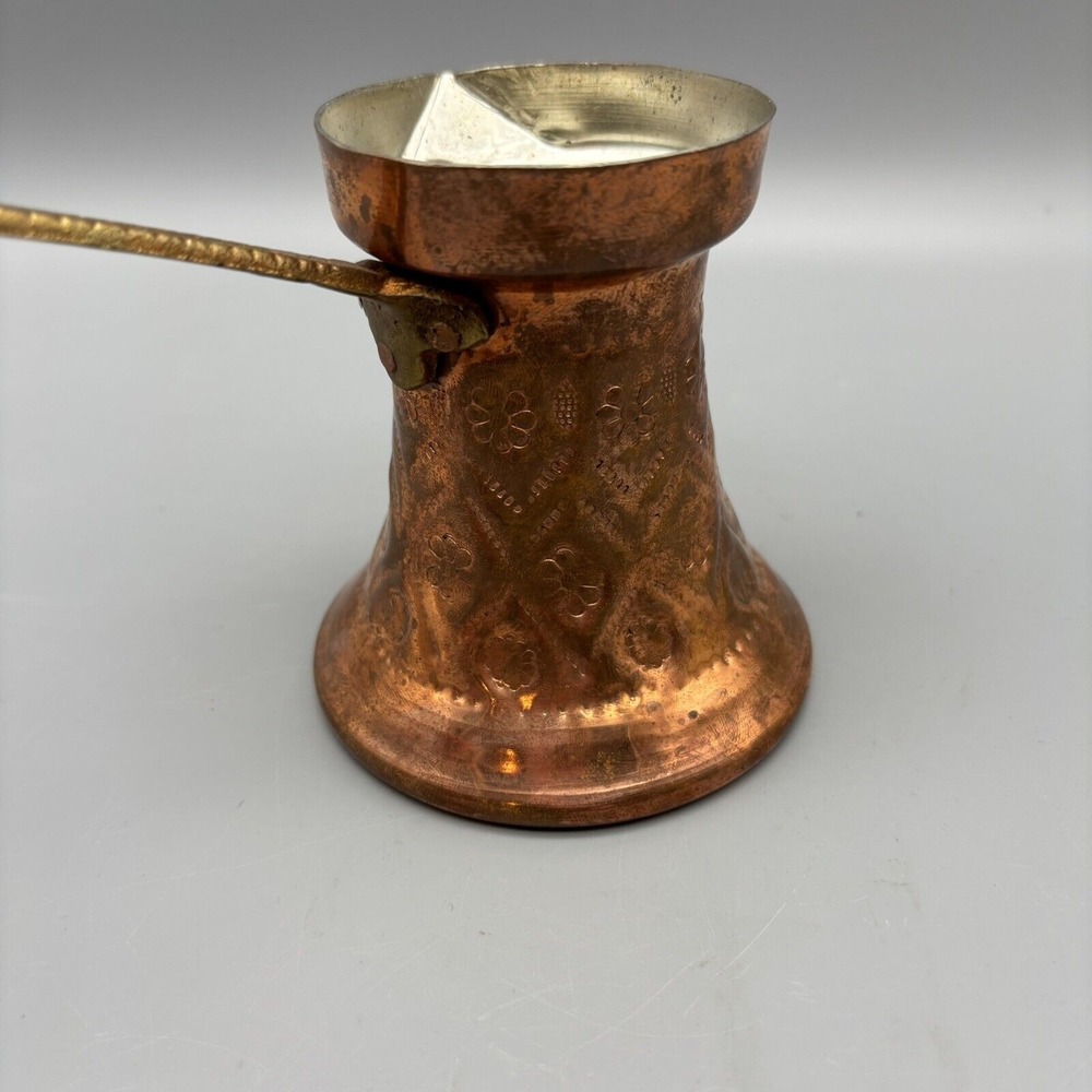 Antique Copper Coffee Pot Decorated Handle Turkish Coffee - Picture 4 of 8